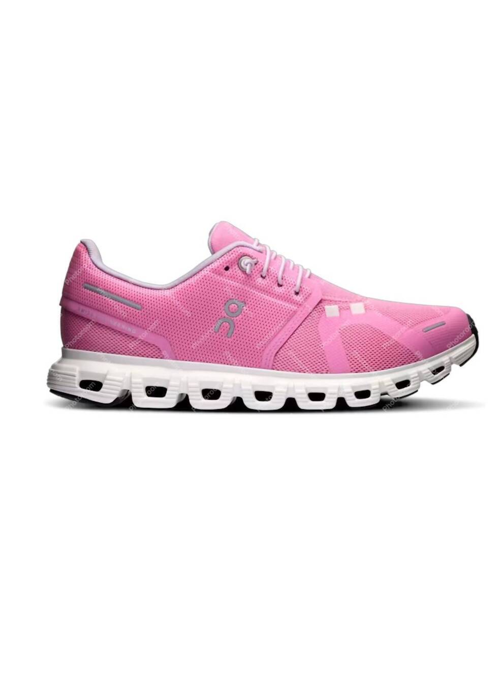 NEW ON RUNNING women's cloud 6 running shoes in raspberry/white